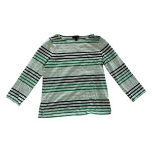 J. Crew Green and Blue Striped Long Sleeve Tee